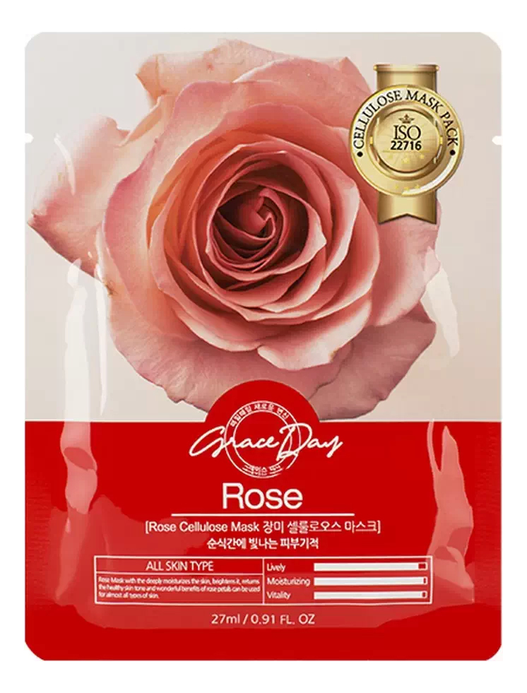 

Тканевая маска для лица Rose Cellulose Mask 27мл: Маска 1шт, Тканевая маска для лица Rose Cellulose Mask 27мл