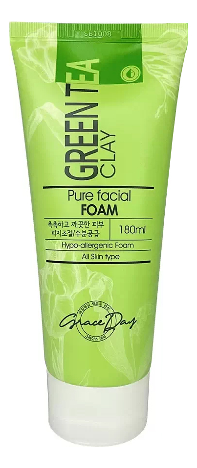 Пенка для умывания с зеленой глиной Green Tea Clay Pure Facial Foam 180мл grace day пенка для умывания с зеленой глиной green tea clay pure facial foam 180мл