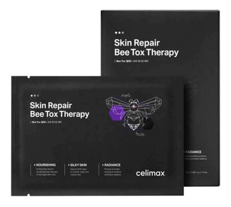 

Тканевая маска с пчелиным ядом Skin Repair Bee Tox Therapy Mask 25мл: Маска 10шт, Тканевая маска с пчелиным ядом Skin Repair Bee Tox Therapy Mask 25мл