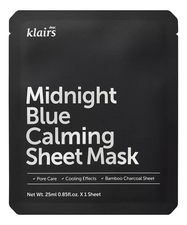 Dear, Klairs Тканевая маска для лица с охлаждающим эффектом Midnight Blue Calming Sheet Mask 25мл