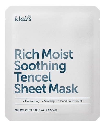 Тканевая маска для лица успокаивающая Rich Moist Soothing Tencel Sheet Mask 25мл тканевая маска для лица dear klairs rich moist soothing tencel sheet mask 1 шт