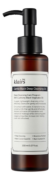 Гидрофильное масло для лица Gentle Black Deep Cleansing Oil 150мл гидрофильное масло dear klairs gentle black deep cleansing oil 150 мл