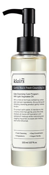 Гидрофильное масло для лица Gentle Black Fresh Cleansing Oil: Масло 150мл гидрофильное масло dear klairs gentle black fresh cleansing oil 150 мл