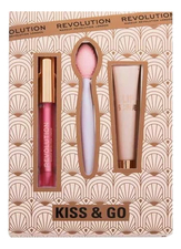 Makeup Revolution Набор Kiss & Go Set (масло для губ + скраб для губ + отшелушивающая кисть для губ)