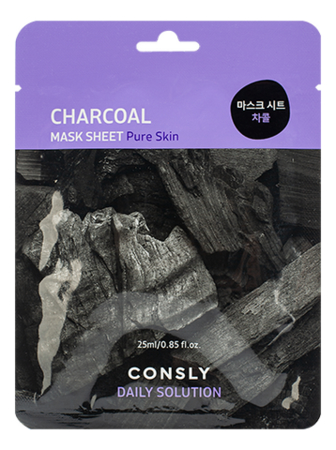 Тканевая маска для лица с древесным углем Daily Solution Charcoal Mask Sheet 25мл: Маска 1шт