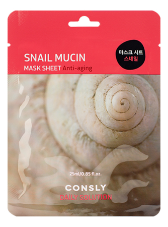 Тканевая маска для лица с муцином улитки Daily Solution Snail Mucin Mask Sheet 25мл Маска 1шт 39₽