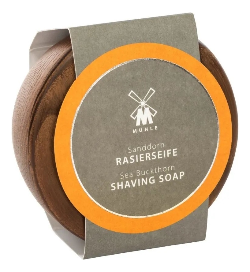 Твердое мыло для бритья в деревянной чаше Skin Care Sea Buckthorn Shaving Soap 65г (облепиха)