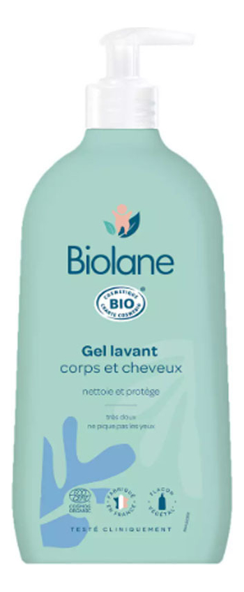 Гель для купания и шампунь с первых дней жизни Gel Corps Et Cheveux Bio 500мл