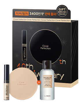 Набор Cover Perfection 10th Anniversary Edition Color (консилер Cover Perfection Tip Concealer 6,5г + консилер-кушон Cover Perfection Concealer Cushion 12г + очищающая вода Healing Tea Garden Green Tea Cleansing Water 150мл)