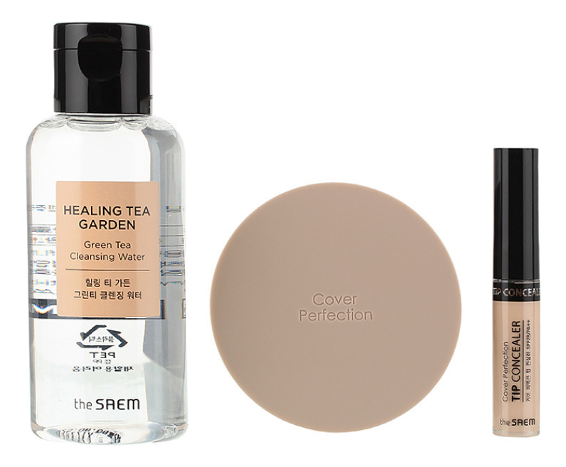 

Набор Cover Perfection 10th Anniversary Edition Color (консилер Cover Perfection Tip Concealer 6,5г + консилер-кушон Cover Perfection Concealer Cushion 12г + очищающая вода Healing Tea Garden Green Tea Cleansing Water 150мл): 01. Clear Beige, Набор Cover 
