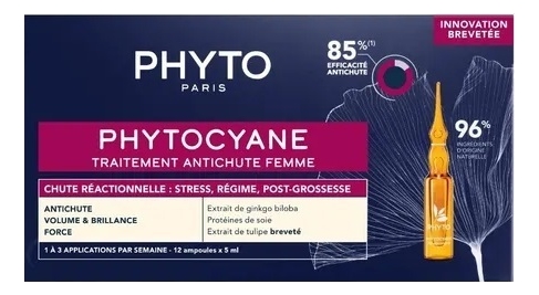 Сыворотка против выпадения волос Phytocyane Traitement Antichute Femme 85% 12*5мл