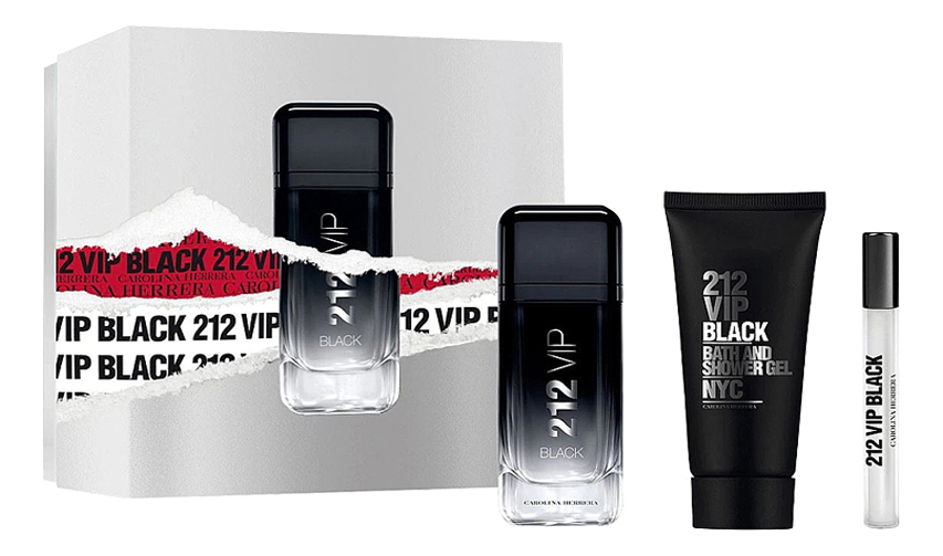 

212 VIP Black: набор (п/вода 100мл + гель д/душа 100мл + п/вода 10мл), 212 VIP Black