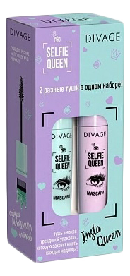 

Набор для ресниц Selfie Queen Mascara 2*9мл (тушь с силиконовой щеточкой + тушь с фибровой щеточкой)