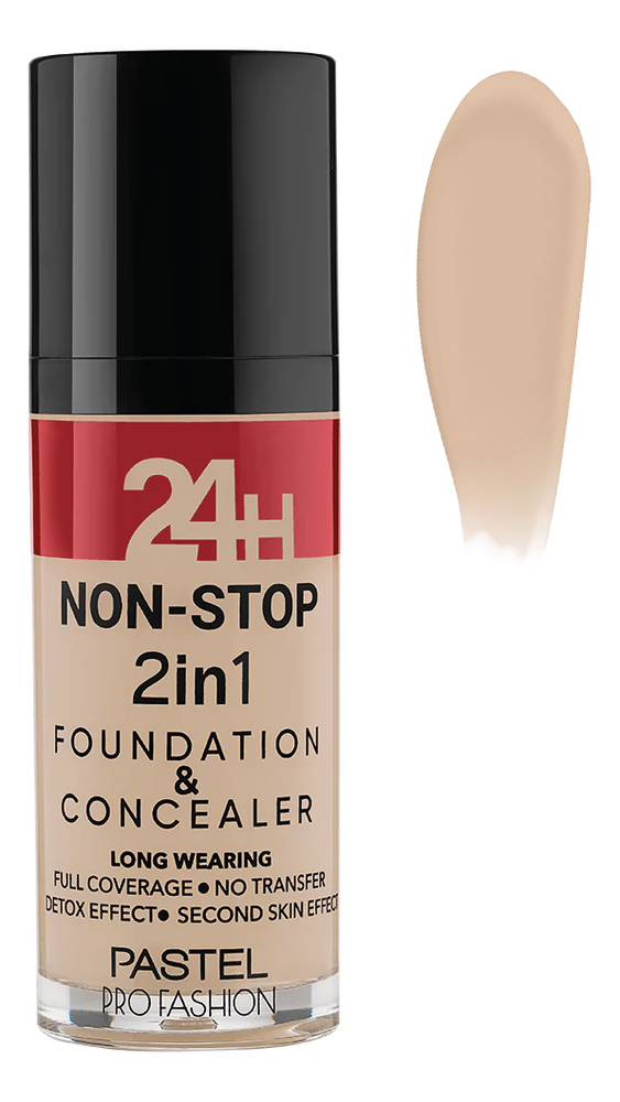 Тональная основа для лица 24H Non-Stop 2in1 Foundation & Concealer 30мл: 603 Ivory тональная основа pastel cosmetics profashion 24h non stop 2in1 30 мл