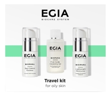 EGIA Набор для лица Oily Skin (гель для умывания Biopura 50мл + сыворотка Biopura 15мл + матирующий крем Biopura 15мл)