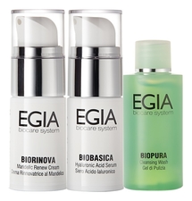EGIA Набор для лица Normal Skin (гель для умывания Biopura 50мл + сыворотка с гиалуроновой кислотой Biobasica 15мл + крем Biorinova 15мл)