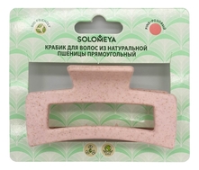 Solomeya Крабик для волос из натуральной пшеницы прямоугольный Straw Claw Hair Clip Rectangle Pink