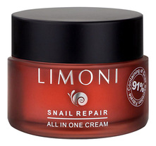 Limoni Восстанавливающий крем для лица с экстрактом секреции улитки 91% Snail Repair All In One Cream 50мл