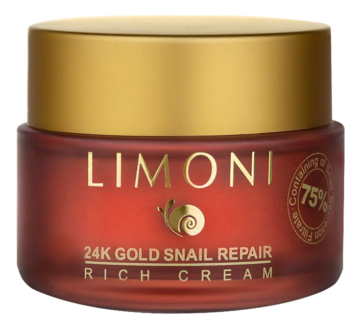 Крем для лица с золотом и экстрактом слизи улитки 75% 24K Gold Snail Repair Rich Cream 50мл крем для лица limoni крем для лица с золотом и экстрактом слизи улитки 24k gold snail repair rich cream