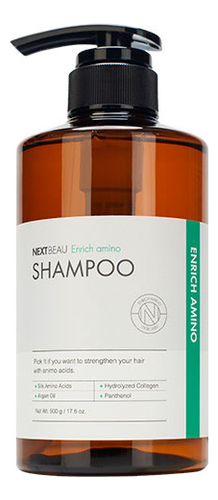 Восстанавливающий шампунь для волос с аминокислотами Enrich Amino Shampoo 500г восстанавливающий шампунь для ломких волос с аминокислотами 500г nextbeau