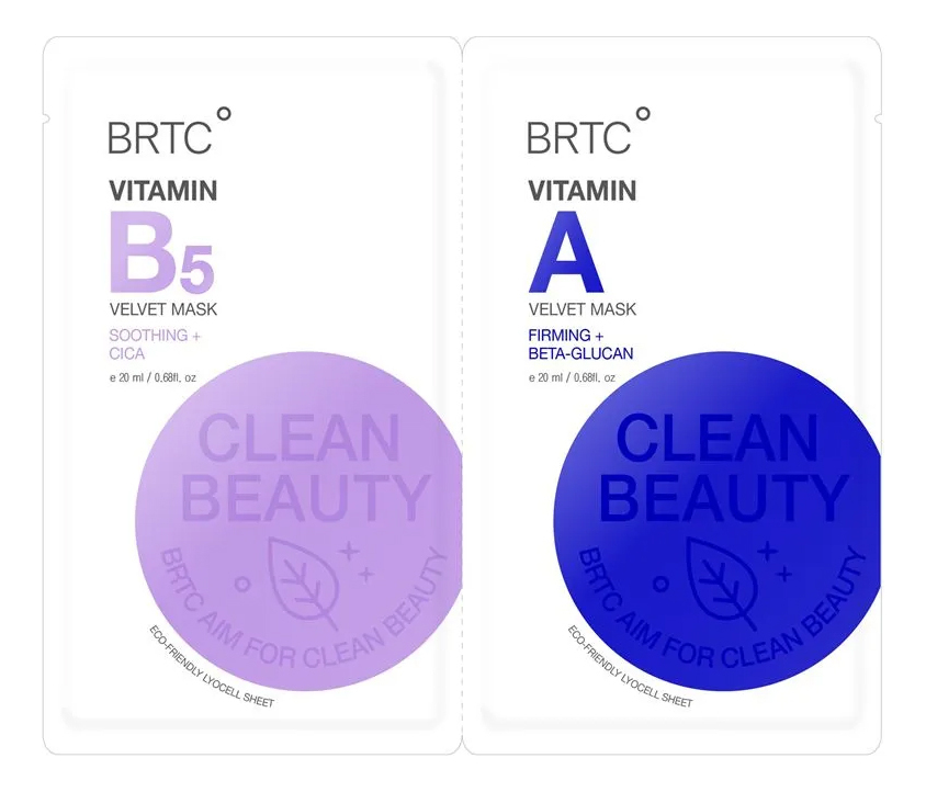 

Набор тканевых масок для лица Clean Beauty 2*20мл (маска Vitamin A + маска Vitamin B5)