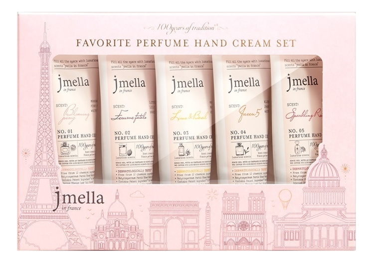 Набор кремов для рук Favorite Perfume Hand Cream 5*50мл (Blooming Peony No1 + Femme Fatale No2 + Lime & Basil No3 + Queen 5 No4 + Sparkling Rose No5)
