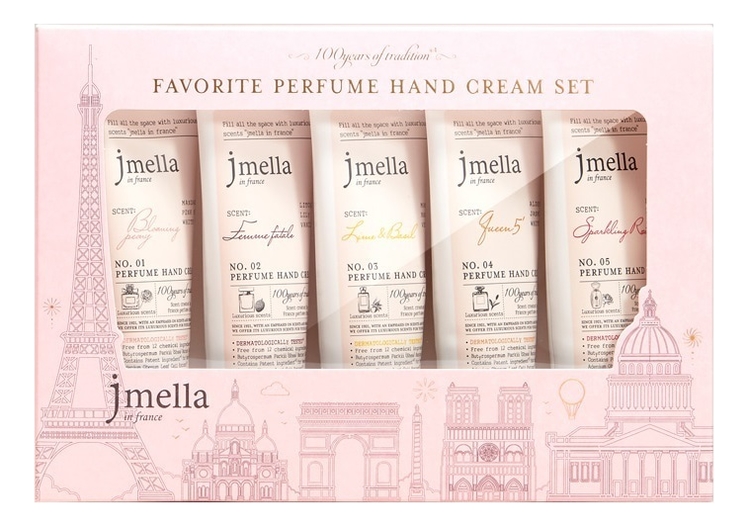

Набор кремов для рук Favorite Perfume Hand Cream 5*50мл (Blooming Peony No1 + Femme Fatale No2 + Lime & Basil No3 + Queen 5 No4 + Sparkling Rose No5)