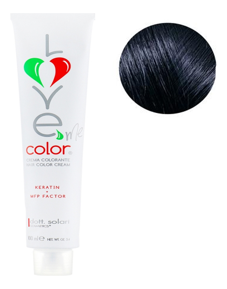 

Крем-краска для волос Love Me Color Cream 100мл: 1.10 Иссиня-черный, Крем-краска для волос Love Me Color Cream 100мл