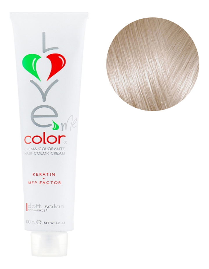 

Крем-краска для волос Love Me Color Cream 100мл: 12.89 Интенсивно-пепельный ультра блонд, Крем-краска для волос Love Me Color Cream 100мл
