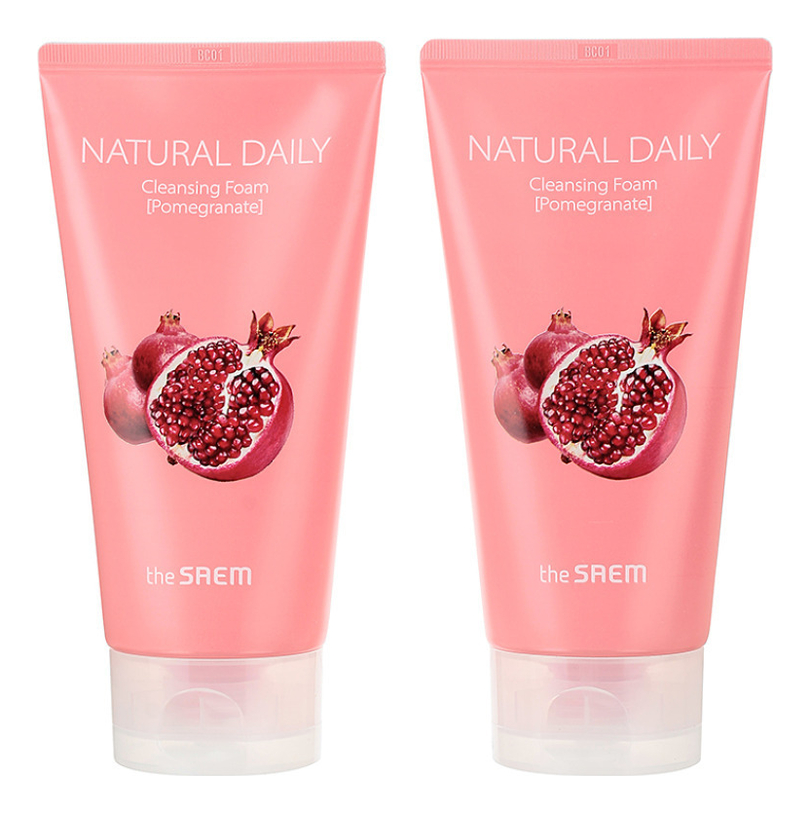 Пенка для умывания с экстрактом граната Natural Daily Cleansing Foam Pomegranate 2*150мл