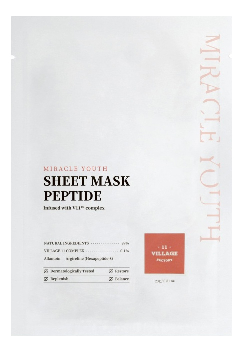 Тканевая маска для лица с пептидами и алантоином Miracle Youth Sheet Mask Peptide 23г тканевая маска для лица с пептидами и алантоином miracle youth sheet mask peptide 23г