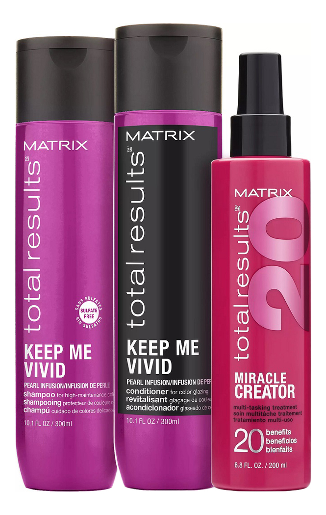 

Набор для волос Total Results (спрей-уход Miracle Creator 200мл + кондиционер Keep Me Vivid Conditioner 300мл + шампунь Keep Me Vivid Shampoo 300мл)