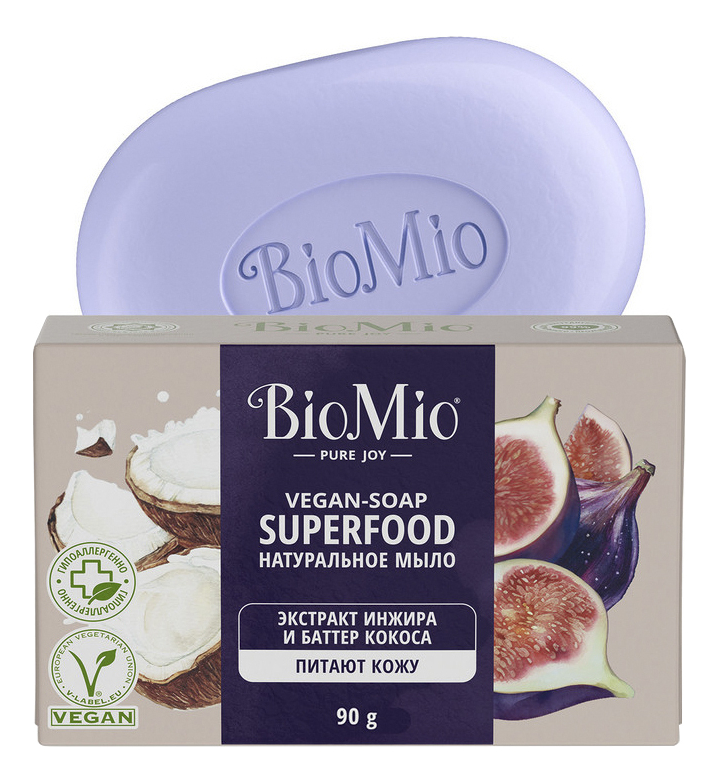 Натуральное мыло Экстракт инжира и баттер кокоса Vegan-Soap Superfood 90г мыло натуральное белая глина и экстракт кокоса