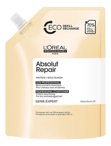 Восстанавливающий кондиционер для сильно поврежденных волос Serie Expert Absolut Repair Protein + Gold Quinoa: Кондиционер 750мл (сменный блок)