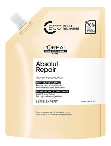 

Восстанавливающий кондиционер для сильно поврежденных волос Serie Expert Absolut Repair Protein + Gold Quinoa: Кондиционер 750мл (сменный блок), Восстанавливающий кондиционер для сильно поврежденных волос Serie Expert Absolut Repair Protein + Gold Quinoa
