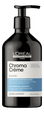 Шампунь с синим пигментом для нейтрализации оранжевого оттенка Serie Expert Chroma Creme Blue Dyes