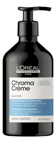 Шампунь с синим пигментом для нейтрализации оранжевого оттенка Serie Expert Chroma Creme Blue Dyes: Шампунь 500мл шампунь с фиолетовым пигментом для нейтрализации желтизны светлых волос serie expert chroma creme purple dyes шампунь 500мл