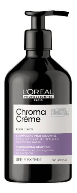 Шампунь с фиолетовым пигментом для нейтрализации желтизны светлых волос Serie Expert Chroma Creme Purple Dyes: Шампунь 500мл
