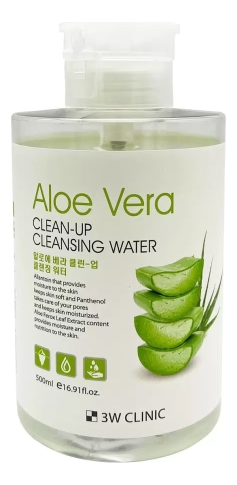 Очищающая вода для лица с экстрактом алоэ вера Aloe Vera Clean-Up Cleansing Water 500мл очищающая вода для лица с экстрактом алоэ вера aloe vera clean up cleansing water 500мл