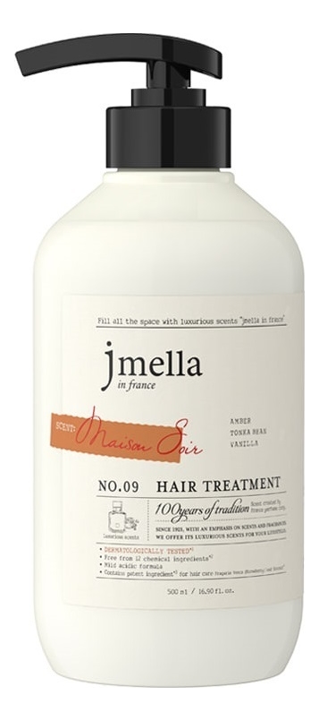 

Парфюмерная маска для волос Signature Maison Soir Hair Treatment No9 500мл (амбра, бобы Тонка, ваниль)