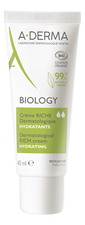 A-DERMA Насыщенный увлажняющий дерматологический крем для сухой кожи лица Biology Hydrating Dermatological Rich Cream 40мл