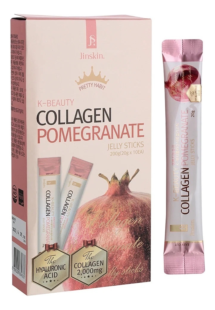 цена Коллагеновое желе с соком граната в стиках Collagen Pomegranate Jelly Sticks 20г: Желе 10шт