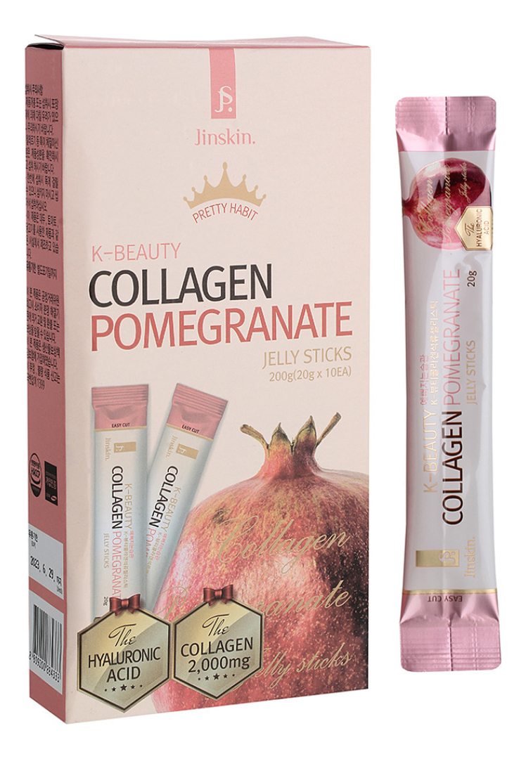 Коллагеновое желе с соком граната в стиках Collagen Pomegranate Jelly Sticks 20г: Желе 10шт payot желе кокосовое после загара для лица и тела sunny 200 мл