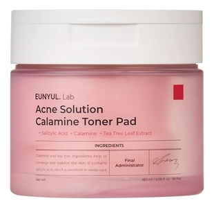 Пэды с экстрактом каламина для проблемной кожи лица Lab Acne Solution Calamine Toner Pad 60шт