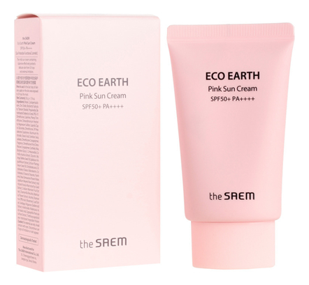 The Saem Крем солнцезащитный для лица Eco Earth Pink Sun Cream SPF50+ PA++++ 50г