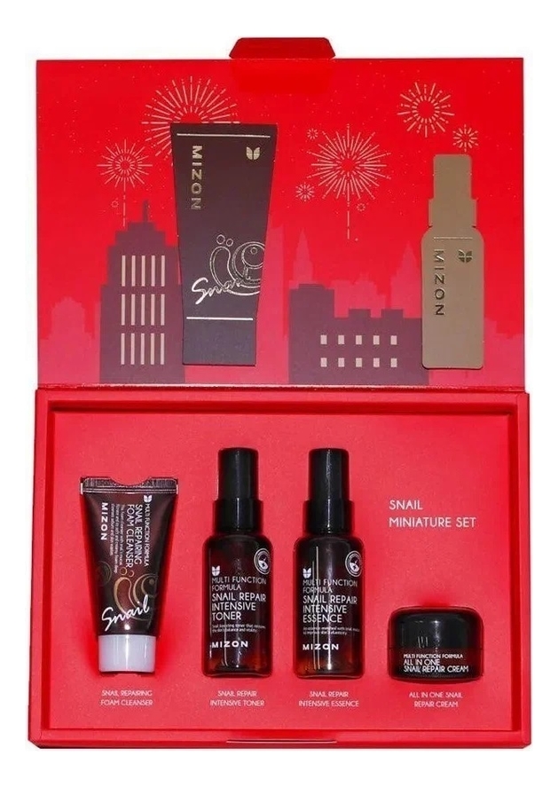 Набор для лица Snail Miniature Special Edition Set Of Four (пенка для умывания 30мл + тонер 50мл + эссенция 50мл + крем 15мл)