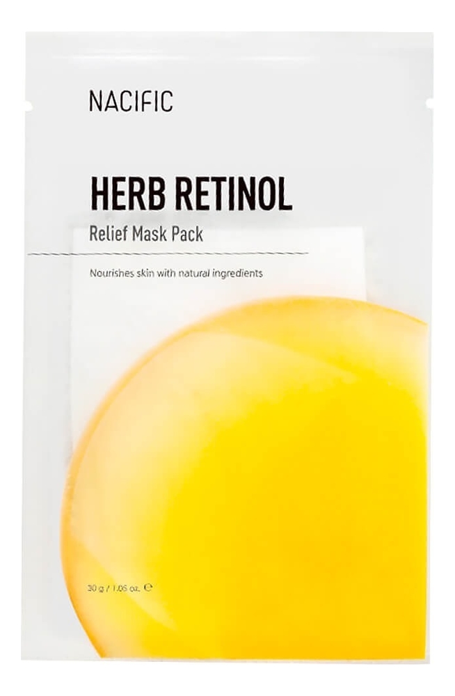 Тканевая маска для лица с ретинолом Herb Retinol Relief Mask Pack 30г: Маска 1шт маска для лица nacific маска тканевая питательная с ретинолом и экстрактом трав herb retinol relief mask pack