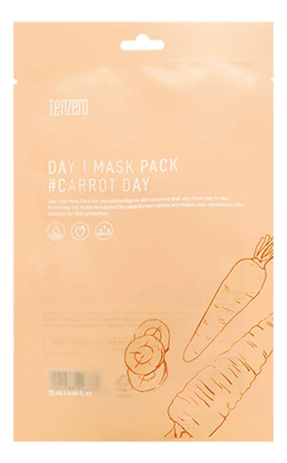 Тканевая маска с экстрактом моркови Day 1 Mask Pack Carrot Day 25мл тканевая маска с экстрактом моркови tenzero day 1 mask pack carrot day 1 шт