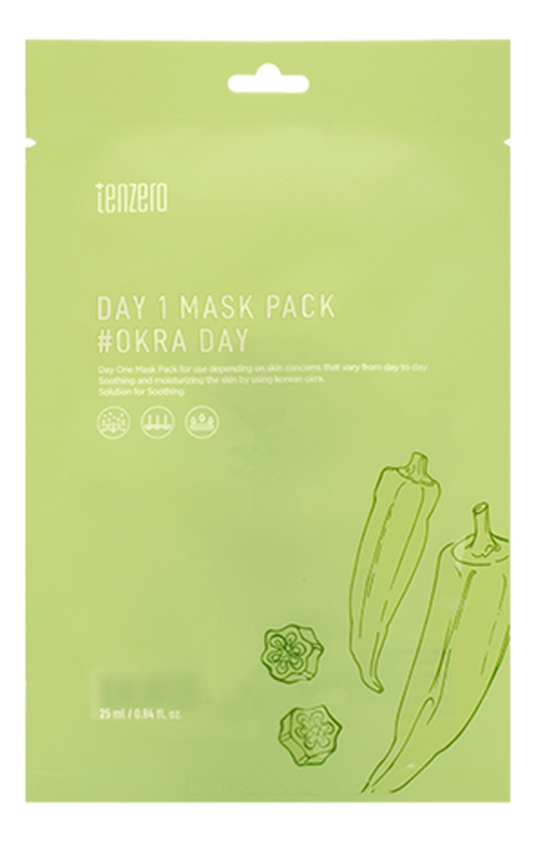 Тканевая маска с экстрактом бамии Day 1 Mask Pack Okra Day 25мл