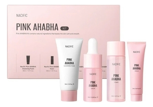 Набор для лица Pink AHA BHA Kit (пенка 30мл + сыворотка 10мл + тонер 30мл + крем 20мл)